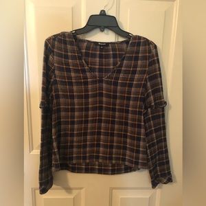 Madewell S/M Navy Plaid Top